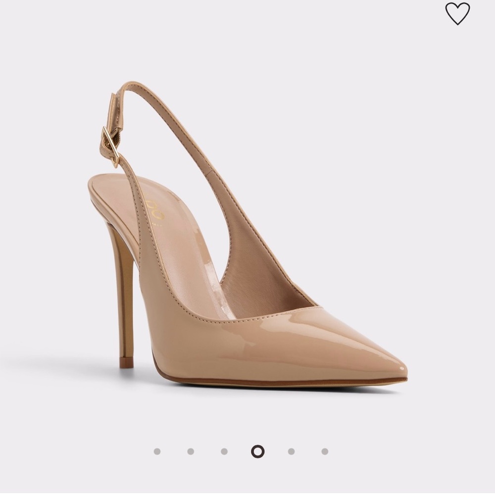 Aldo Nude Patent Pointed-Toe Slingback Heels